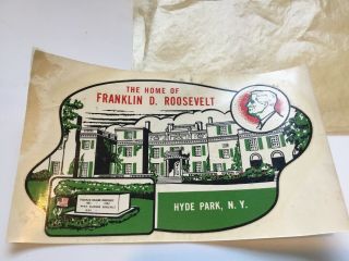 Rare Vintage Waterslide Decal The Home Of Franklin D Roosevelt Hyde Park N.  Y.