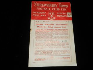 Shrewsbury Town V Southend United 1957/8 March 15 Rare Red Manchester Munich
