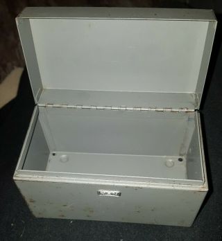 Vintage Hon Brand Muscatine Iowa Index Card Metal File Industrial Metal Box Rare