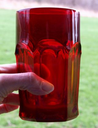 Old Williamsburg Ruby Red Amberina 11oz Flat Tumbler By Imperial Glass - Ohio Rare