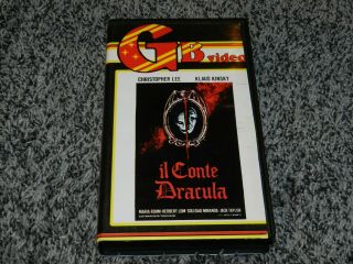 Rare Horror Vhs Il Conte Dracula Christopher Lee Klaus Kinsky Gb / Avo Italy
