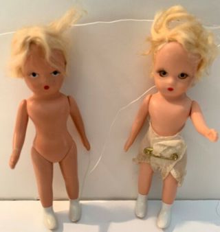 2 41/2 " Nancy Ann Storybook Toddler Dolls Rare Diaper Pin White Painted Booties