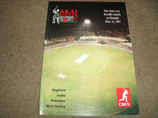 Rare Cricket Programme 1st Ever Floodlit Match In Sharjah England India Etc 1997