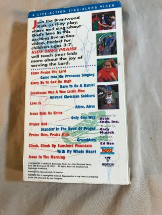Vintage Kids Sing Praise - volume 2 Brentwood kids 17 songs Rare VHS Video 2