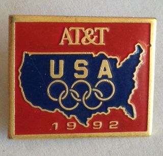 At&t Usa Olympics Team 1992 Advertising Pin Badge Rare Vintage (f3)