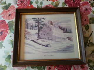 Rare Framed Art Print Joseph Alexander " Walkers Mill Bank " Historic Delaware Vtg