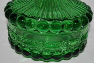 Vintage L.  G.  Wright Glass RARE Green EYEWINKER Round Candy Dish 2