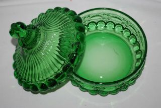 Vintage L.  G.  Wright Glass RARE Green EYEWINKER Round Candy Dish 4