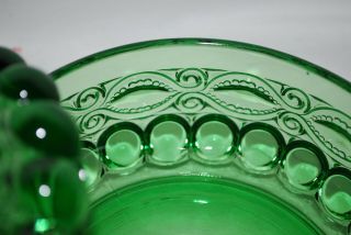 Vintage L.  G.  Wright Glass RARE Green EYEWINKER Round Candy Dish 5