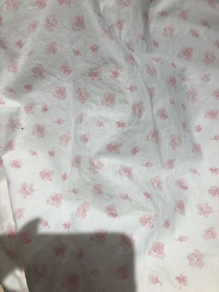 Pottery Barn Kids Flat Sheet French Rose Pink & White 100 Cotton Rare Fabric
