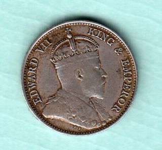 Straits Settlements Malaysia 1902 Extremely Rare Silver 10 Cents Edward Vii 1