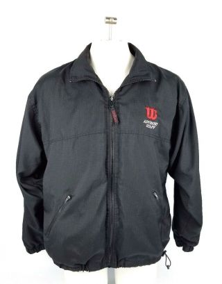 Wilson Tennis Jacket Men Medium Sport Advisory Staff Sweater Black Euc Rare E10