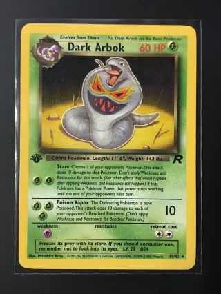 Pokémon Tcg - Dark Arbok 1st Edition - Team Rocket Set 19/82 Non Holo Rare