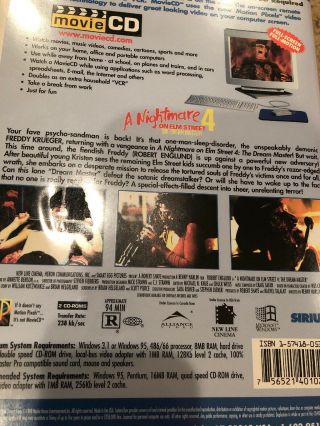 A Nightmare on Elm Street PC CD - ROM Movie CD Windows 95 & 3.  1 Sirius HTF RARE 5