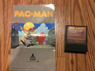 Pac - Man Atari Home Computer Cartidge 400 800 Xl Xe W/ Rare Instructions