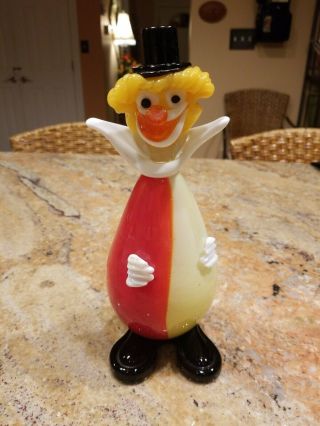 Vintage Fat Body Murano Glass Clown Red And Yellow Rare