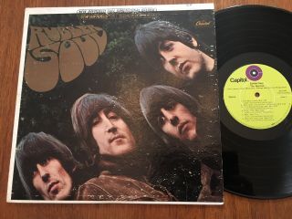 The Beatles Rubber Soul LP Rare Lime Green Label VG/VG,  Rock Vinyl 2