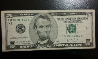 2003 A $5 Dollar Bill.  Fh70707863a St.  Louis.  Meet Rarely.