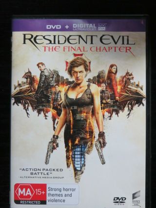 Resident Evil The Final Chapter Dvd (reg 4) Rare Theatre Cover