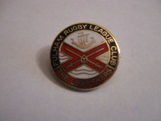 Rare Old Fulham Rugby League Football Club Round Enamel Brooch Pin Badge