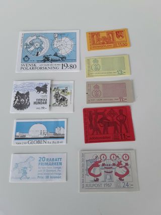 9 Rare Swedish Stamp Booklets 1980s With Stamps,  Mostly Complete.