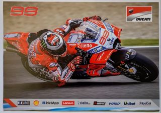 Jorge Lorenzo Un Signed Ducati 2018 Poster Motogp Very Rare.