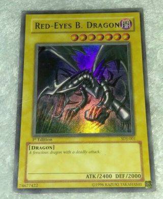 Red - Eyes B.  Dragon - Sdj - 001 - 1st Edition Ultra Rare Ygo Yu - Gi - Oh Hp