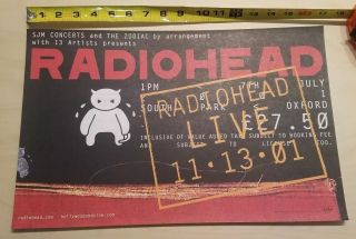 Radiohead 2001 Promo Poster Live I Might Be Wrong Uk Concerts 11 " By 17 " Rare