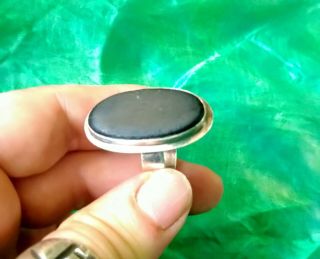 Sterling Silver Ring Size N with Rare Black Wood Heban 2