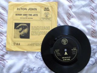 Elton John Mega Rare A Label Uk 7 " Promo " Benny And The Jets " Pic Cover