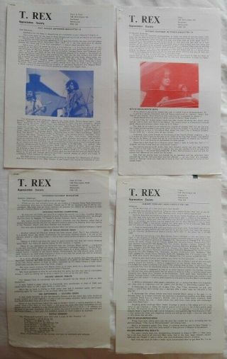 T.  Rex Appreciation Society Newsletters X 4.  1979 - 80 Marc Bolan.  Third Batch Rare