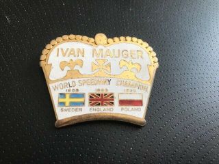 Ivan Mauger - - - Triple World Speedway Champion - - - Large - - - Badge - - - Gold Metal - - Rare