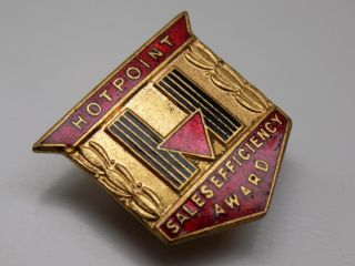 Vintage Rare c.  1920 ' s HOTPOINT SALES EFFICIENCY AWARD Enamel Badge by Fattorini 2