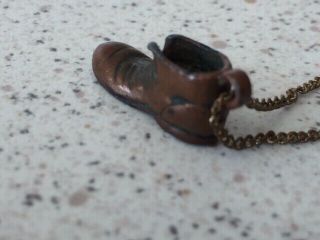 Rare And Unique Vintage Copper Pendant Tiny Old - Fashioned Boot With Chain