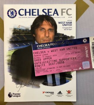 Rare Chelsea Fc Vs West Ham United 2016 / 2017 Programme & Ticket - P&p