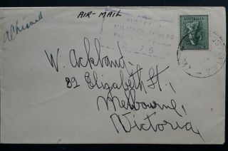 Rare 1943 Australia Field Post Office Cover 037 To Melb Probably From Guinea