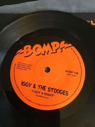The Stooges Iggy Pop I Got A Right Gimme Some Skin Rare Bomp Punk Rock 45 7” 4