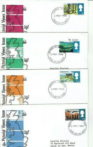 Gb Fdc 1966 British Landscapes Set Of 4 Rare Fdi Postmarks Philart Covers
