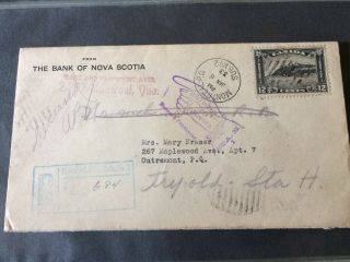 Rare Hand Written Letter Envelope Stamp Cover 1933 Bank Of Nova Scotia Return