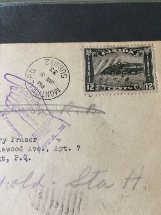 Rare Hand Written Letter Envelope Stamp Cover 1933 Bank Of Nova Scotia Return 4