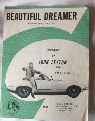 Dreamer By John Leyton From 1963 Rare Vintage Sheet Music Memorabilia