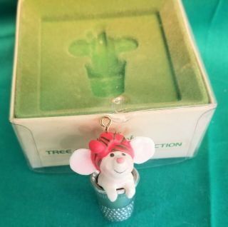 Vintage 1978 Hallmark Tree Trimmer Mouse In Thimble Ornament Rare/htf