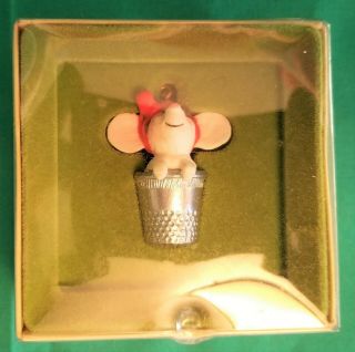 Vintage 1978 Hallmark Tree Trimmer Mouse in Thimble Ornament Rare/HTF 2