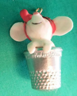 Vintage 1978 Hallmark Tree Trimmer Mouse in Thimble Ornament Rare/HTF 4