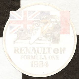 1984 Equipe Renault Elf F1 Team Re50 Tambay Warwick Period Sticker Rare