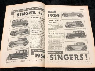 Rare Singer Cars 16 Page Advert Booklet / Brochure August 22nd 1933