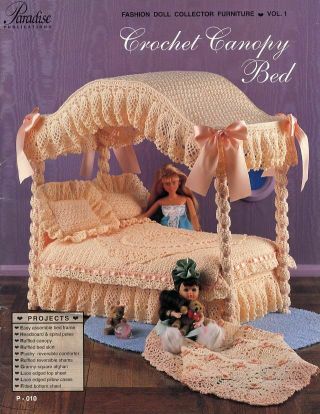 Crochet Canopy Bed For Barbie Paradise 1st Edition Crochet Pattern Leaflet Rare