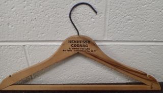 Rare Hennessy Cognac Double Sided Advertising Vintage Natural Wood Coat Hanger