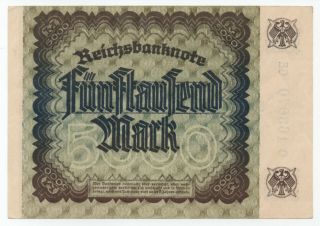GERMANY Reichsbanknote 5,  000 Mk aUnc Rare Note 4