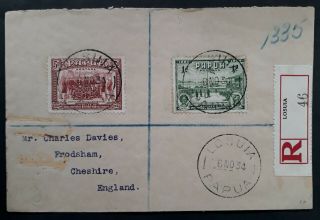 Rare 1934 Papua Jubilee Of British Protectorate Registd Fdc - 2 Stamps Cd Losuia